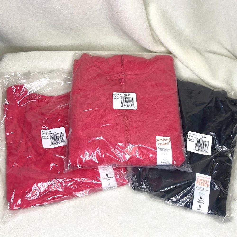NWT Jumping Beans Girls' Size 6 Bundle - Hoodie, Leggings, LS Shirt